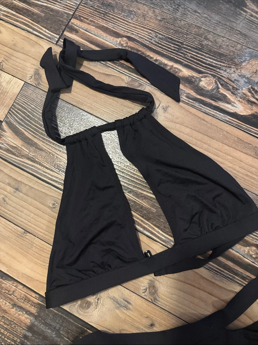 Black Cut Out Halter Bikini Set - XS